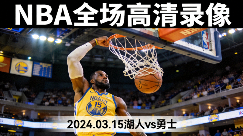 NBA全场高清录像封面,球员在篮筐上完成暴扣的瞬间